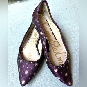 Sam Edelman Rivera Wine and Gold Pointed Toe Flats